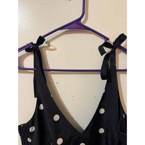 The Occasion by Old Navy Black White Polka Dot Dress Sleeveless V-Neck Short M - Picture 2 of 4